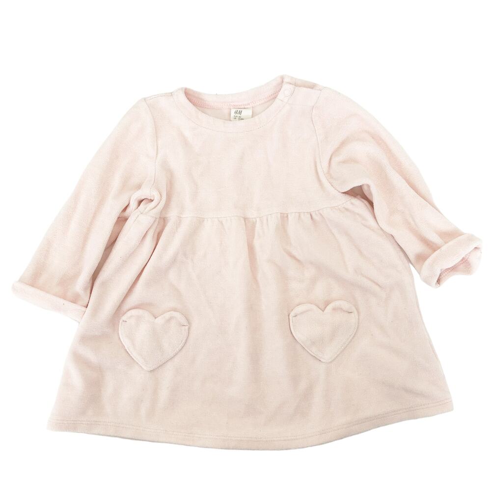 H&M Light Pink Heart Dress Sz 9-12M